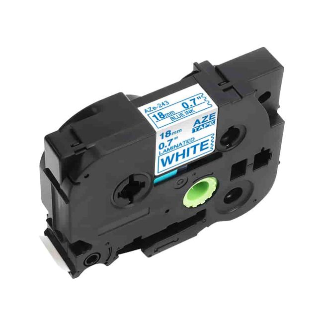 Compatible Brother 18mm Gloss Blue On White Tape CP-TZe243