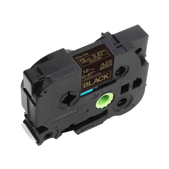 Compatible Brother 12mm Gloss Gold On Black Tape CP-TZe334