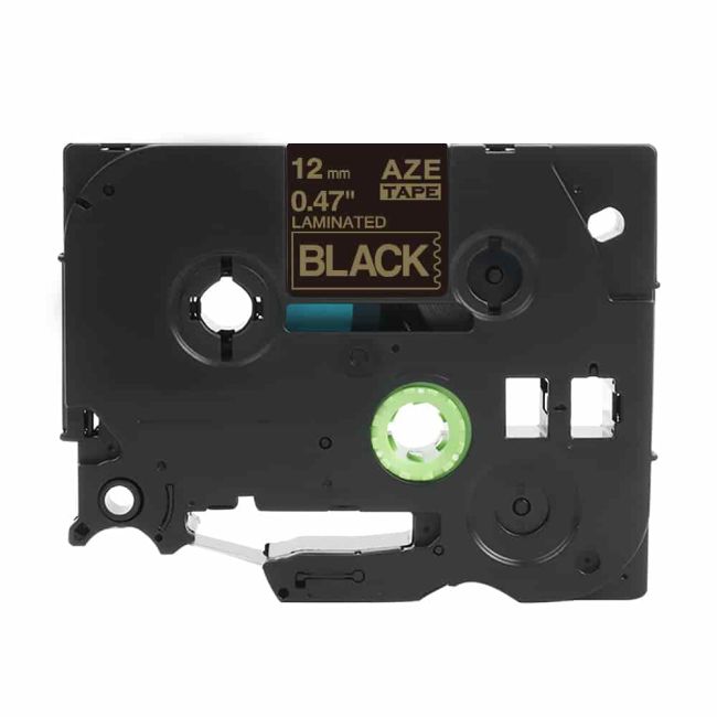 Compatible Brother 12mm Gloss Gold On Black Tape CP-TZe334