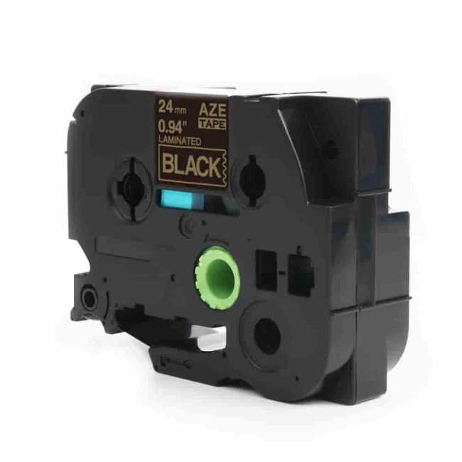 Compatible Brother 24mm Gloss Gold On Black Tape CP-TZe354
