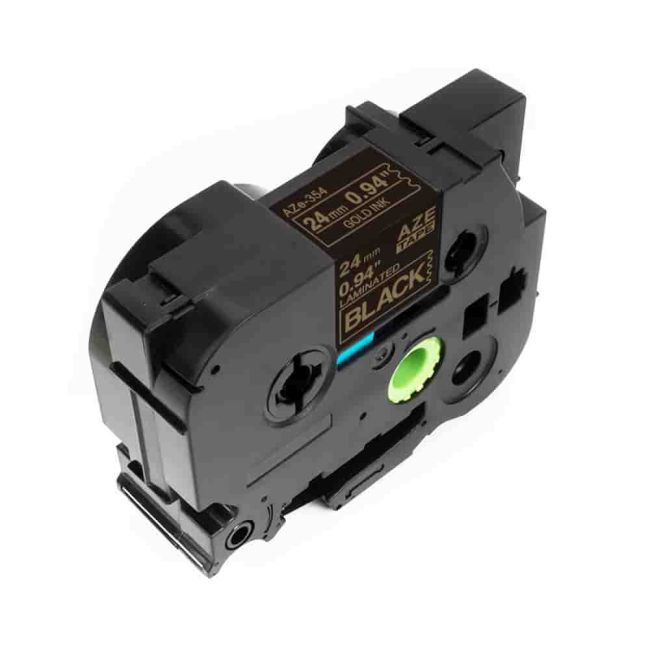 Compatible Brother 24mm Gloss Gold On Black Tape CP-TZe354
