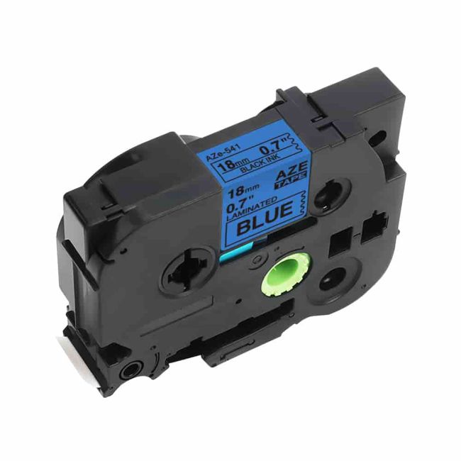 Compatible Brother 18mm Gloss Black On Blue Tape CP-TZe541