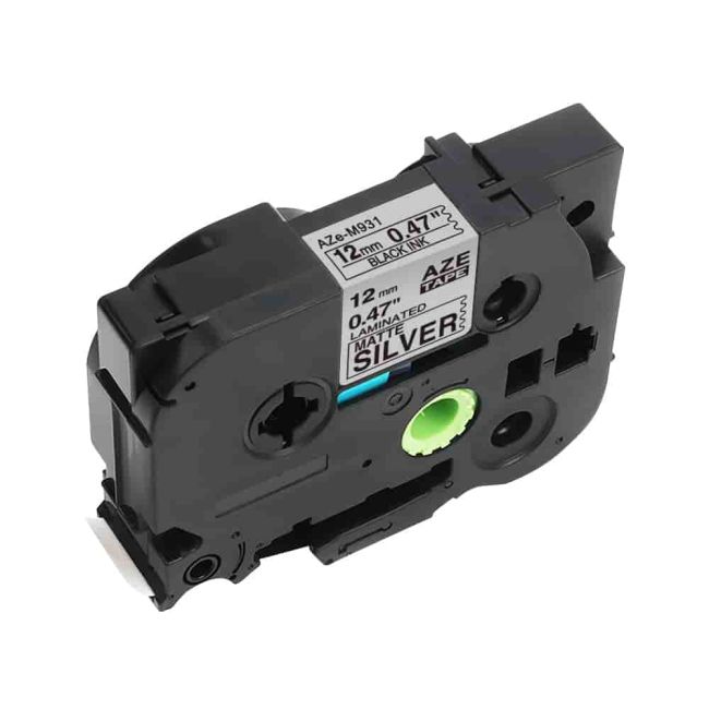 Compatible Brother 12mm Black on Matt Silver Tape CP-TZeM931