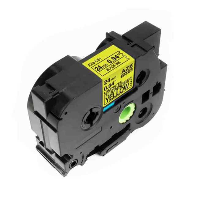 Compatible Brother TZeC51 TZC51 24mm Black On Fluorescent Yellow Tape