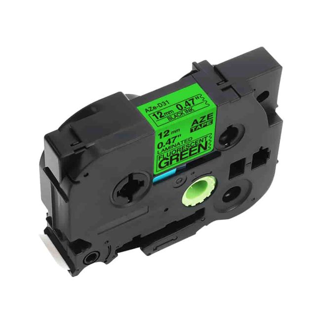 Compatible Brother TZeD31 TZD31 12mm Black on Fluorescent Green Tape