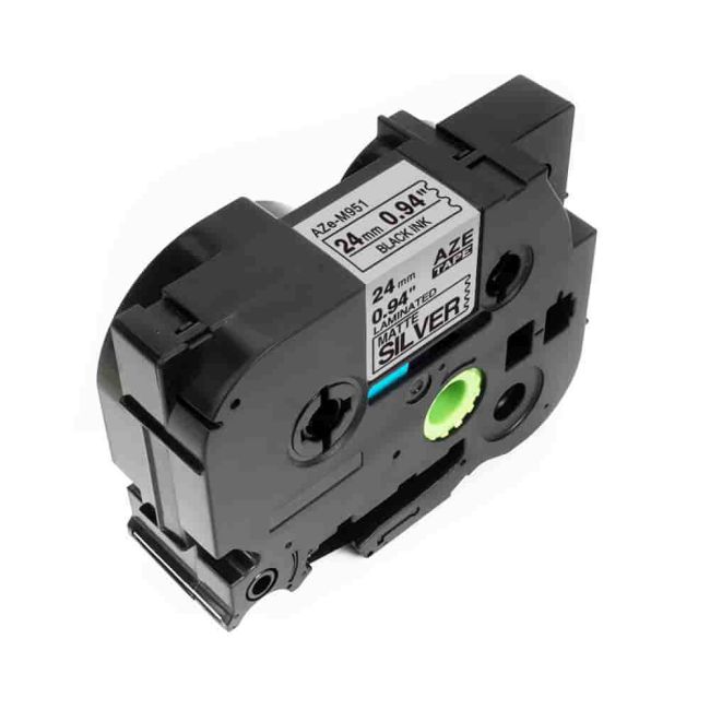Compatible Brother TZeM951 TZM951 24mm Black on Matt Silver Tape