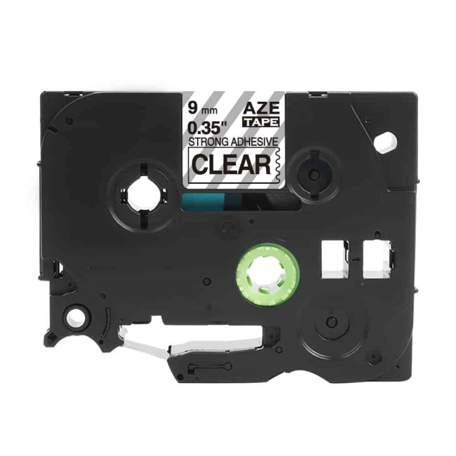 Compatible Brother 9mm Black On Clear STRONG Adhesive Tape CP-TZeS121