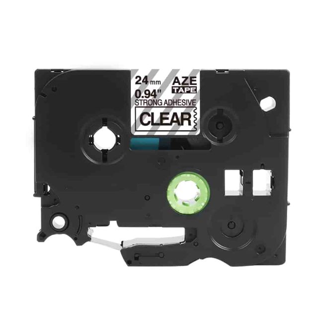 Compatible Brother TZeS151 24mm Black On Clear STRONG Adhesive Tape TZS151
