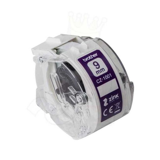 Brother CZ1001 9mm Continuous Purple on White Tape (5 Meters)