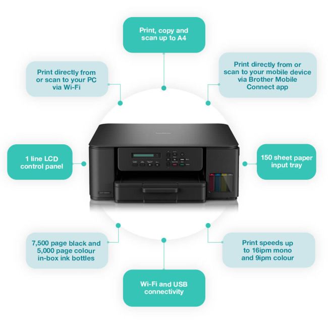 Brother TankBenefit DCP-T580DW A4 Colour Multifunction Inkjet Printer