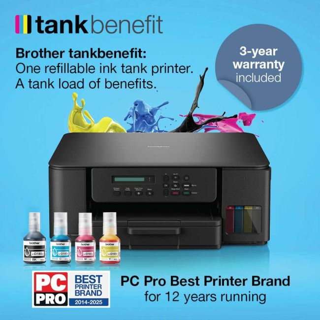 Brother TankBenefit DCP-T580DW A4 Colour Multifunction Inkjet Printer ** Clearance ** 