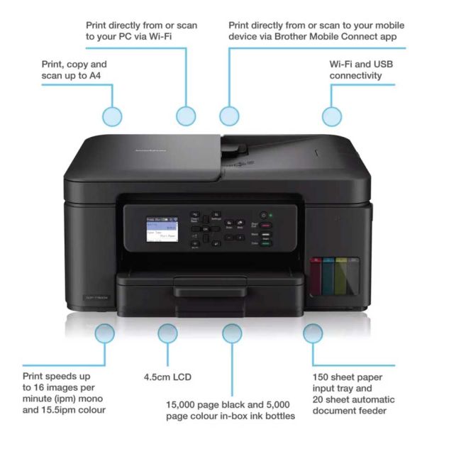 Brother TankBenefit DCP-T780DW A4 Colour Multifunction Inkjet Printer