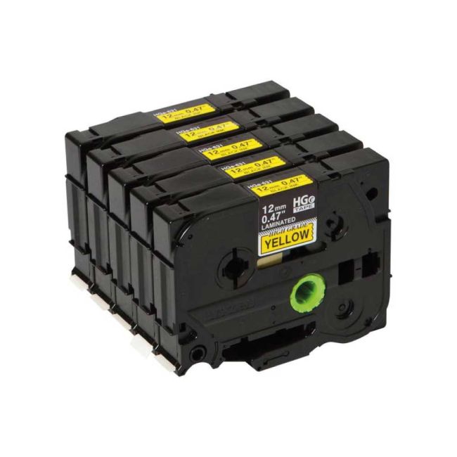 Brother HG631V5 12mm Black On Yellow Tape (5 pack) HGE631V5