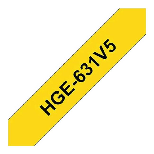 Brother HG631V5 12mm Black On Yellow Tape (5 pack) HGE631V5