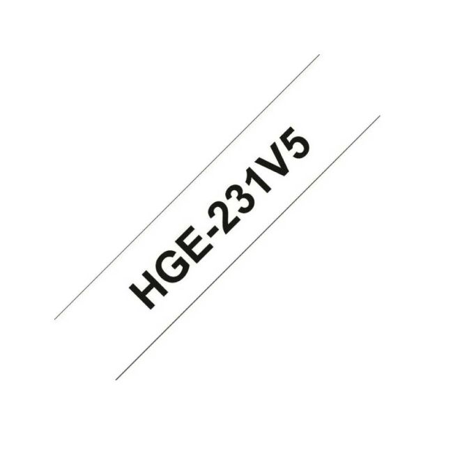 Brother HG231V5 12mm Black On White Tape (5 pack) HGE231V5