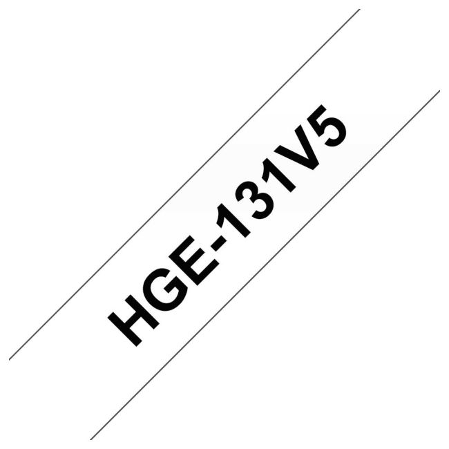 Brother HGE131V5 12mm Black On Clear Tape (5 pack) HG131V5