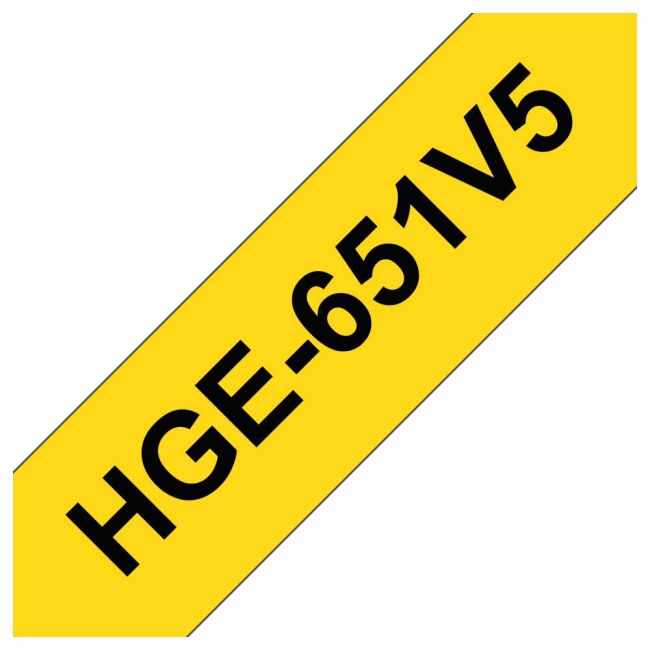 Brother HGE651V5 24mm Black On Yellow Tape (5 pack)