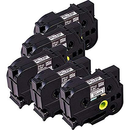 Brother HGEM951V5 24mm Black On Silver Tape (5 pack)