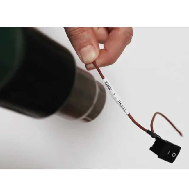 Brother HSe211E 5.2mm x 1.5m Black on White Heat Shrink Tubing Tape