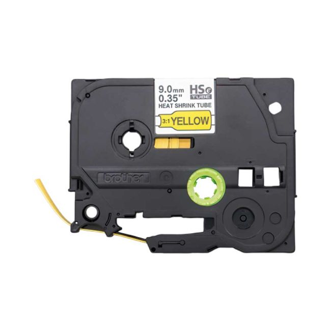 Brother HSe621E 9mm x 1.5m Black on Yellow Heat Shrink Tube Tape HSe621E