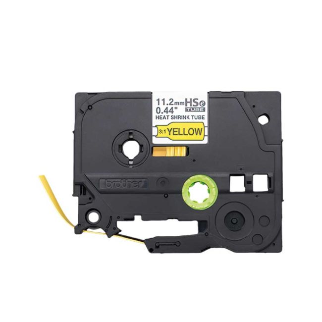 Brother HSe631E 11.2mm x 1.5m Black on Yellow Heat Shrink Tube Tape HSe631E