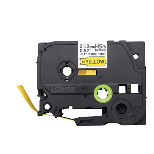Brother HSe651E 21mm x 1.5 Black on Yellow Heat Shrink Tube Tape HSe651E