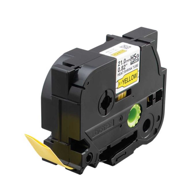 Brother HSe651E 21mm x 1.5 Black on Yellow Heat Shrink Tube Tape HSe651E