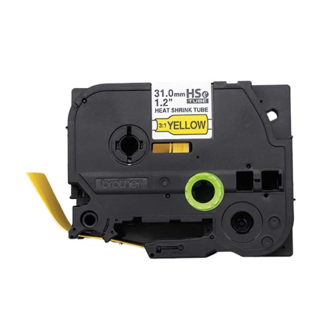 Brother HSe661E 31mm x 1.5 Black on Yellow Heat Shrink Tube Tape HSe661E