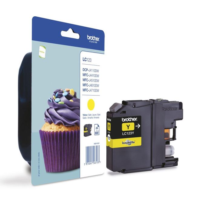 Brother LC-123Y Yellow Standard Yield Ink Cartridge (600 pages*)