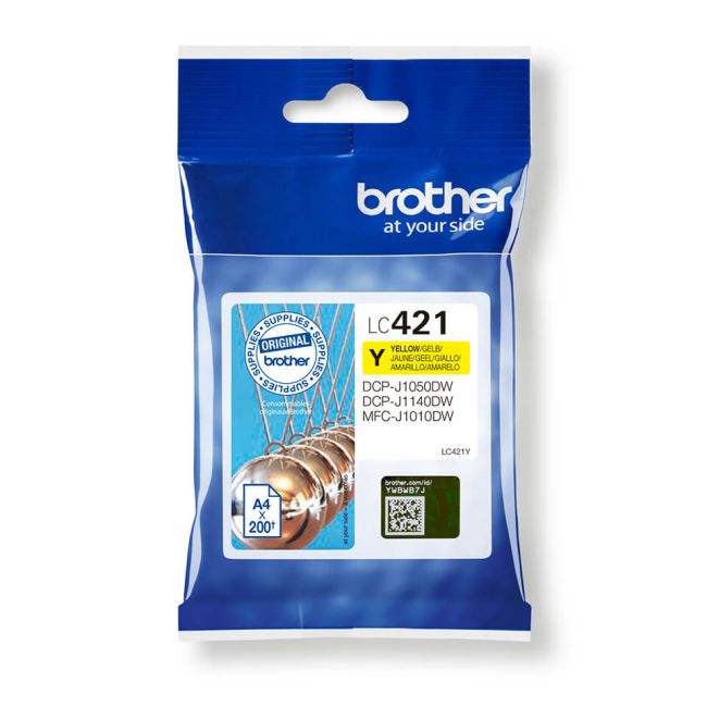 Brother LC-421Y Standard Yellow Ink Cartridge (200 Pages*) LC421Y