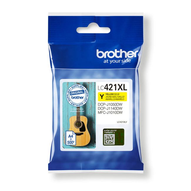 Brother LC-421XLY High Yield Yellow Ink Cartridge (500 Pages*) LC421XLY