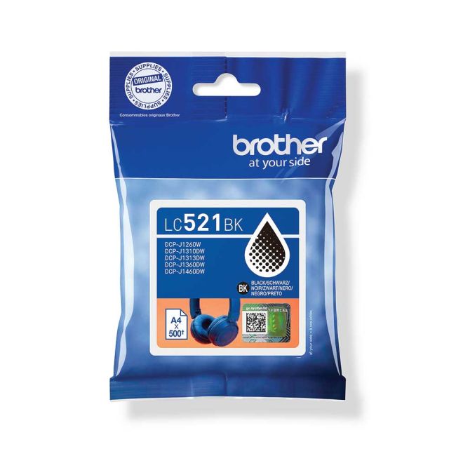 Brother LC521BK Black Ink Cartridge (500 Pages*) LC521BK