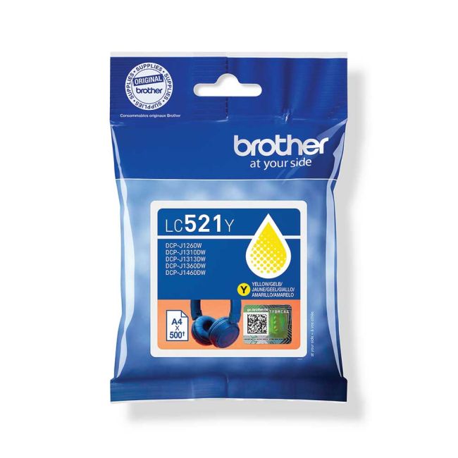 Brother LC521Y Yellow Ink Cartridge (500 Pages*) LC521Y