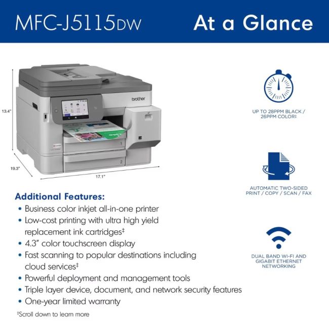 Brother MFC-J5115DW A3 Colour Multifunction Inkjet Printer