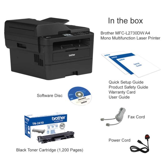 Brother MFC-L2730DW A4 Mono Multifunction Laser Printer - DISCONTINUED