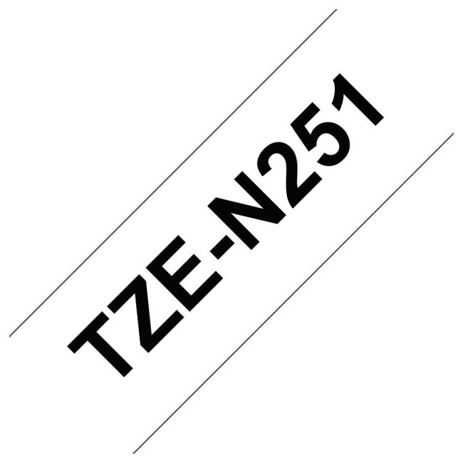 Brother TZeN251 24mm Non Laminated Black On White Tape TZN251