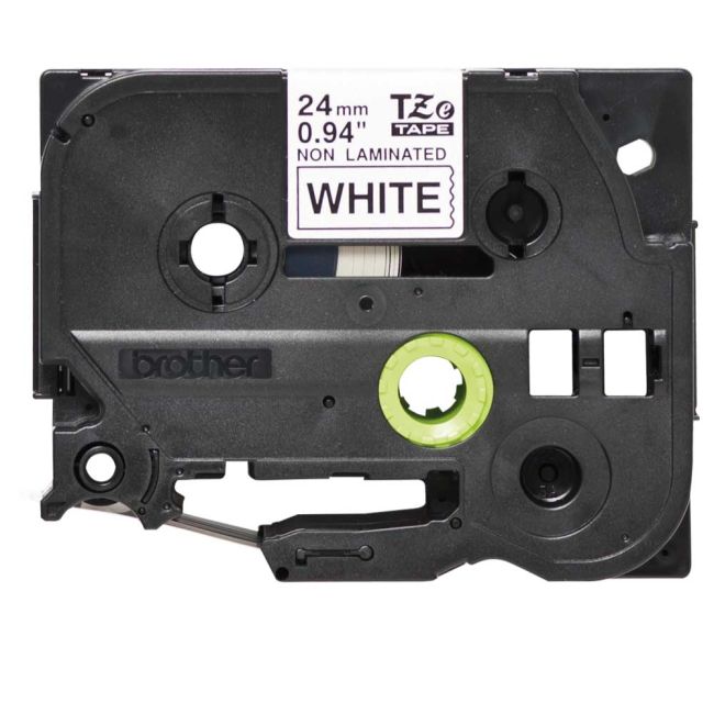 Brother TZeN251 24mm Non Laminated Black On White Tape TZN251