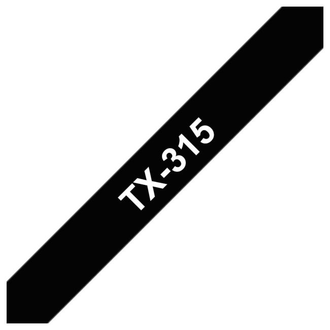 Brother TX315 6mm x 15m White on Black Gloss Tape