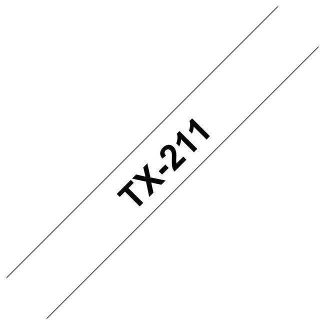 Brother TX211 6mm x 15m Black on White Gloss Tape