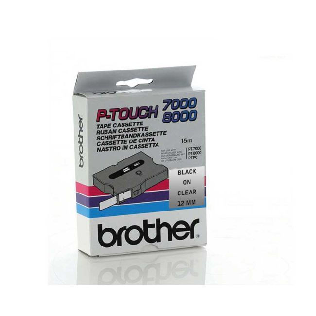Brother TX211 6mm x 15m Black on White Gloss Tape