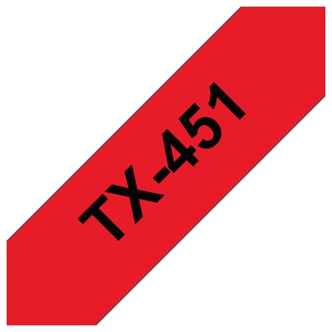 Brother TX451 24mm x 15m Black on Red Gloss Tape