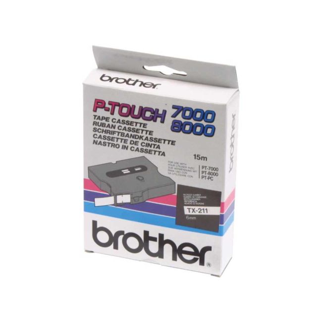 Brother TX611 6mm x 15m Black on Yellow Gloss Tape