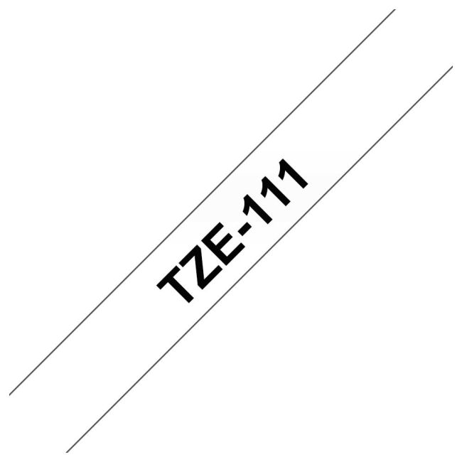 Brother TZe111 6mm Gloss Black On Clear Tape TZ111
