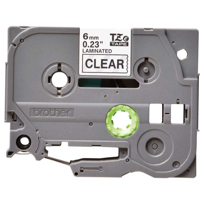 Brother TZe111 6mm Gloss Black On Clear Tape TZ111