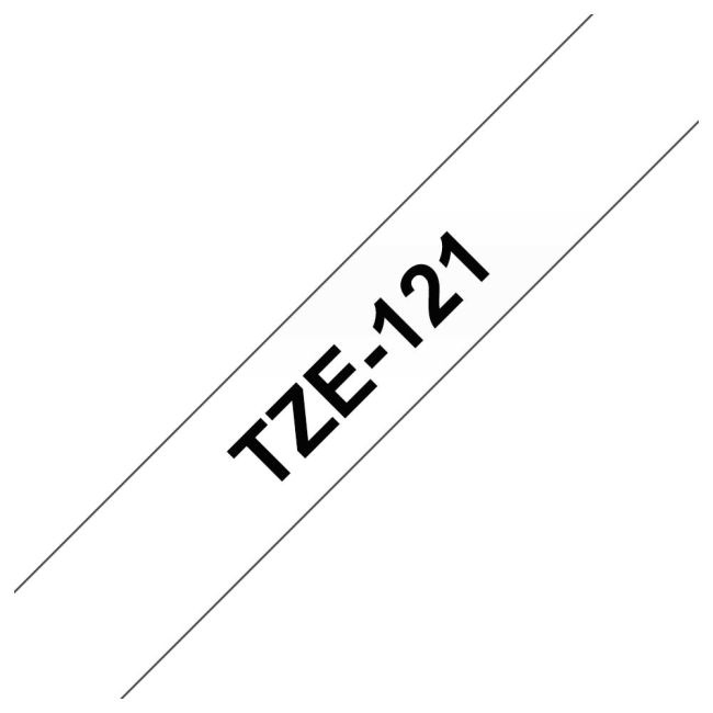 Brother TZe121 9mm Gloss Black On Clear Tape TZ121