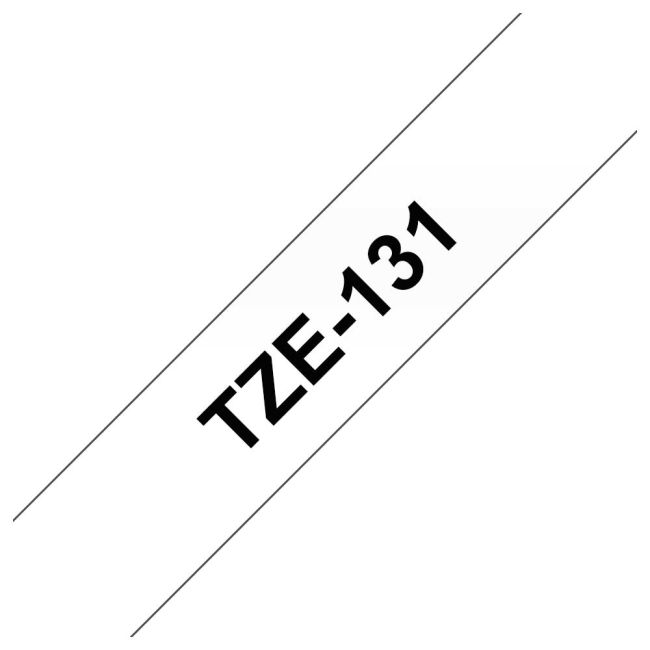 Brother TZe131 12mm Gloss Black On Clear Tape TZ131