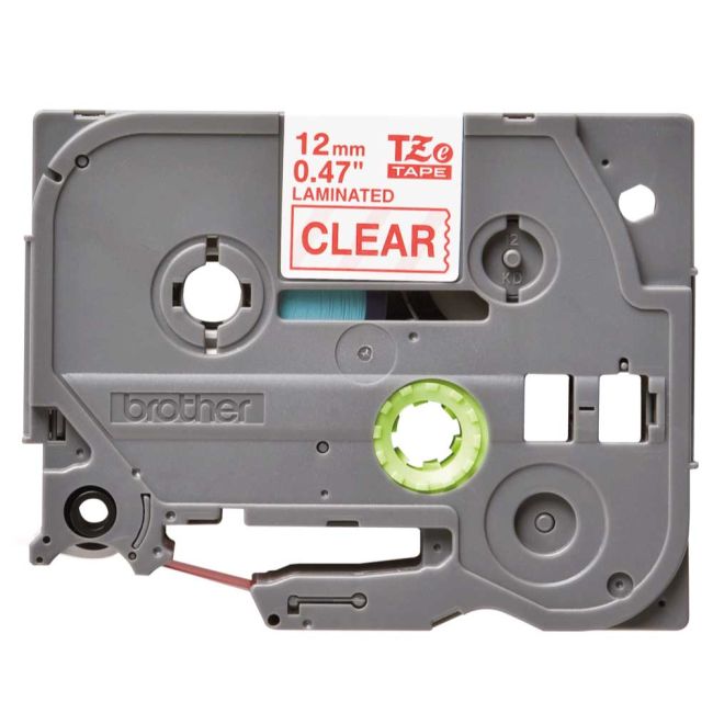 Brother TZe132 12mm Gloss Red On Clear Tape TZ132