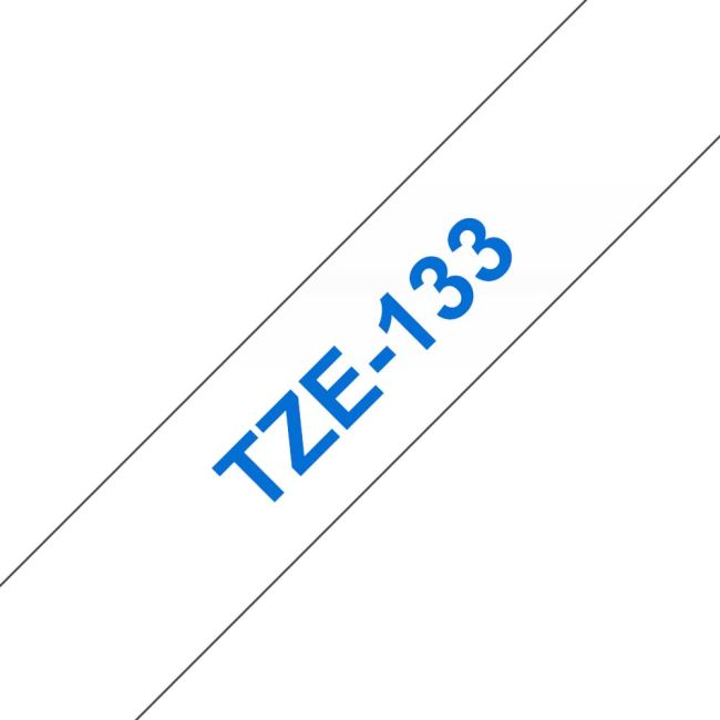 Brother TZe133 12mm Gloss Blue On Clear Tape TZ133
