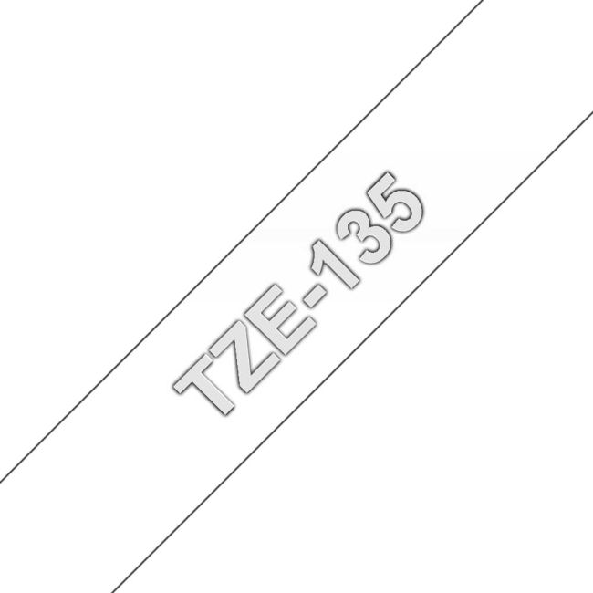 Brother TZe135 12mm Gloss White On Clear Tape TZ135