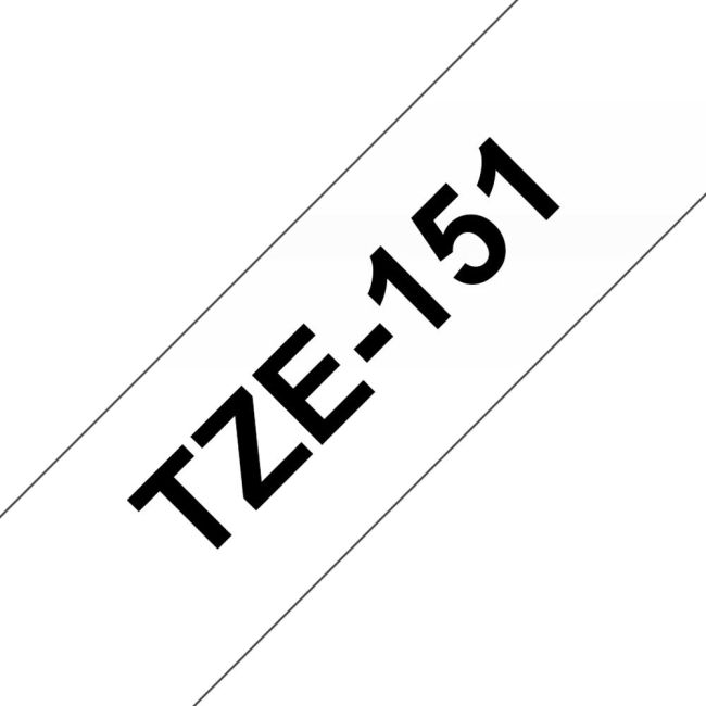 Brother TZe151 24mm Gloss Black On Clear Tape TZ151